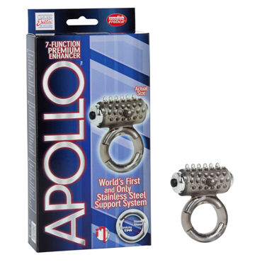 California Exotic Apollo Premium Enhancers, серое, Эрекционное кольцо с вибрацией California Exotic Apollo Premium Enhancers, серое, Эрекционное кольцо с вибрацией