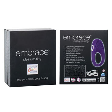 California Exotic Embrace Pleasure Ring, фиолетовое - Эрекционное виброкольцо с usb-зарядкой - купить в секс шопе California Exotic Embrace Pleasure Ring, фиолетовое - Эрекционное виброкольцо с usb-зарядкой - купить в секс шопе