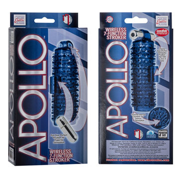 California Exotic Apollo Wireless 7-Function Strokers, синий - Двухсторонний мастурбатор с вибрацией - купить в секс шопе California Exotic Apollo Wireless 7-Function Strokers, синий - Двухсторонний мастурбатор с вибрацией - купить в секс шопе