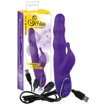 Smile Charger, фиолетовый, Вибратор с тремя мощными моторчиками Smile Charger, фиолетовый, Вибратор с тремя мощными моторчиками