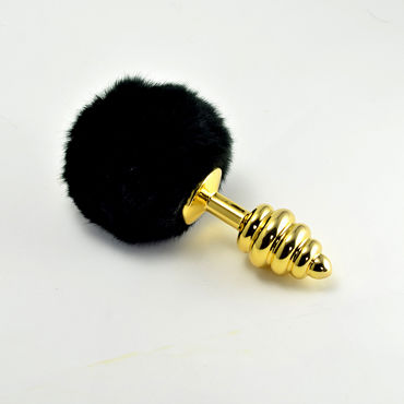 LoveToy Tail Spiral, черный, Золотая втулка с черным хвостиком LoveToy Tail Spiral, черный, Золотая втулка с черным хвостиком