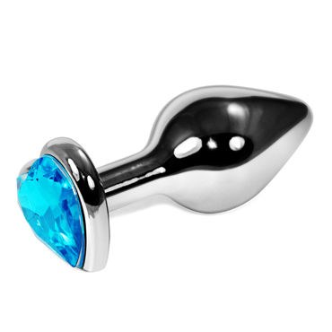 LoveToy Silver Heart, голубой, Серебряная втулка с голубым кристаллом-сердечком LoveToy Silver Heart, голубой, Серебряная втулка с голубым кристаллом-сердечком