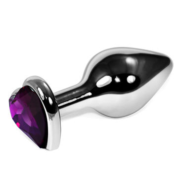 LoveToy Heart, фиолетовый, Серебряная втулка с фиолетовым кристаллом-сердечком LoveToy Heart, фиолетовый, Серебряная втулка с фиолетовым кристаллом-сердечком
