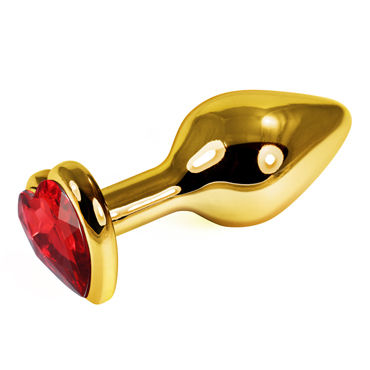 LoveToy Gold Heart, красный, Золотая втулка с красным кристаллом-сердечком LoveToy Gold Heart, красный, Золотая втулка с красным кристаллом-сердечком
