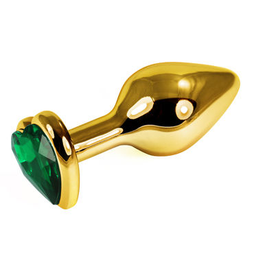 LoveToy Gold Heart, зеленый, Золотая втулка с зеленым кристаллом-сердечком LoveToy Gold Heart, зеленый, Золотая втулка с зеленым кристаллом-сердечком