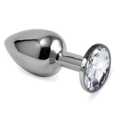 LoveToy Small Анальная втулка, серебристая, С прозрачным кристаллом LoveToy Small Анальная втулка, серебристая, С прозрачным кристаллом