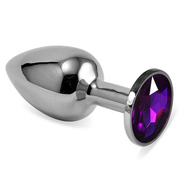 LoveToy Small Анальная втулка, серебристая, С фиолетовым кристаллом LoveToy Small Анальная втулка, серебристая, С фиолетовым кристаллом