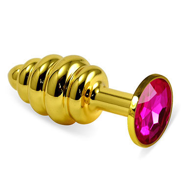 LoveToy Spiral Анальная втулка, золотая, С рубиновым кристаллом LoveToy Spiral Анальная втулка, золотая, С рубиновым кристаллом