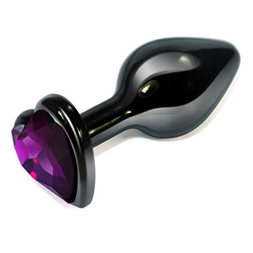 LoveToy Black Heart, фиолетовый, Анальная втулка с фиолетовым кристаллом в форме сердца LoveToy Black Heart, фиолетовый, Анальная втулка с фиолетовым кристаллом в форме сердца