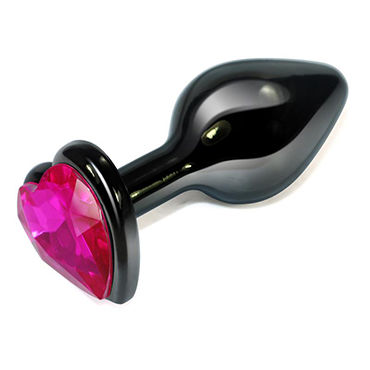 LoveToy Black Heart, рубиновый, Анальная втулка с рубиновым кристаллом в форме сердца LoveToy Black Heart, рубиновый, Анальная втулка с рубиновым кристаллом в форме сердца