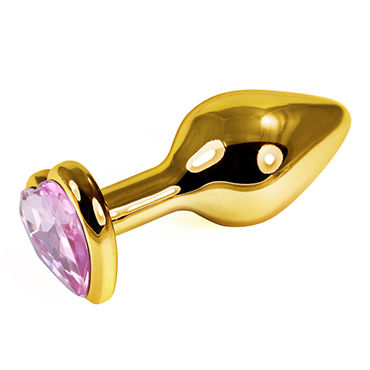 LoveToy Gold Heart, розовый, Золотая втулка с розовым кристаллом-сердечком LoveToy Gold Heart, розовый, Золотая втулка с розовым кристаллом-сердечком