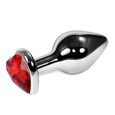 LoveToy Silver Heart, красный, Анальная втулка с красным кристаллом в форме сердца LoveToy Silver Heart, красный, Анальная втулка с красным кристаллом в форме сердца