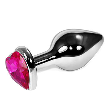 LoveToy Silver Heart, розовый, Анальная втулка с розовым кристаллом в форме сердца LoveToy Silver Heart, розовый, Анальная втулка с розовым кристаллом в форме сердца