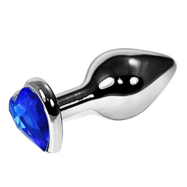 LoveToy Silver Heart, синий, Анальная втулка с синим кристаллом в форме сердца LoveToy Silver Heart, синий, Анальная втулка с синим кристаллом в форме сердца