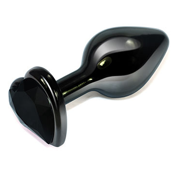 LoveToy Black Heart, черный, Анальная втулка с черным кристаллом в форме сердца LoveToy Black Heart, черный, Анальная втулка с черным кристаллом в форме сердца