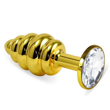LoveToy Gold Spiral, прозрачный, Золотая анальная втулка с прозрачным кристаллом LoveToy Gold Spiral, прозрачный, Золотая анальная втулка с прозрачным кристаллом