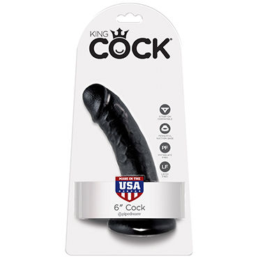 Pipedream King Cock 15 см, черный, Фаллоимитатор на присоске Pipedream King Cock 15 см, черный, Фаллоимитатор на присоске