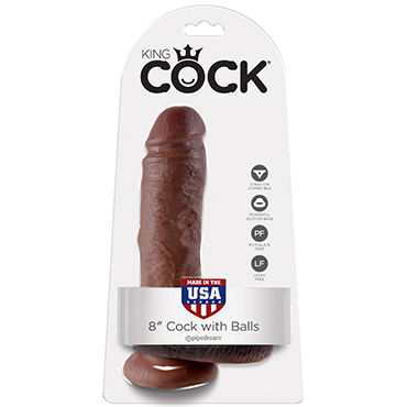 Pipedream King Cock With Balls 20 см, коричневый, Фаллоимитатор с мошонкой на присоске Pipedream King Cock With Balls 20 см, коричневый, Фаллоимитатор с мошонкой на присоске