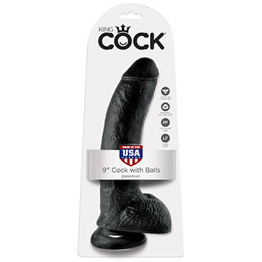 Pipedream King Cock With Balls 23 см, черный, Фаллоимитатор с мошонкой на присоске Pipedream King Cock With Balls 23 см, черный, Фаллоимитатор с мошонкой на присоске