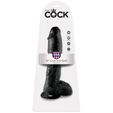 Pipedream King Cock With Balls 25 см, черный, Фаллоимитатор с мошонкой на присоске Pipedream King Cock With Balls 25 см, черный, Фаллоимитатор с мошонкой на присоске