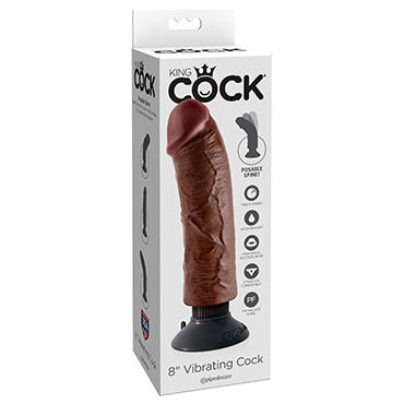 Pipedream Vibrating King Cock 20 см, коричневый, Реалистичный вибратор на присоске Pipedream Vibrating King Cock 20 см, коричневый, Реалистичный вибратор на присоске