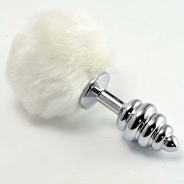 Lovetoy Tail Rabbit Spiral, серебряная, С белым хвостиком Lovetoy Tail Rabbit Spiral, серебряная, С белым хвостиком