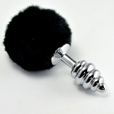Lovetoy Tail Rabbit Spiral, серебряная, С черным хвостиком Lovetoy Tail Rabbit Spiral, серебряная, С черным хвостиком