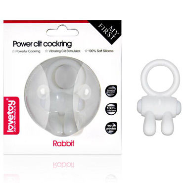 Lovetoy Power Rabbit Clit Cockring, белое, Эрекционное кольцо с вибрацией Lovetoy Power Rabbit Clit Cockring, белое, Эрекционное кольцо с вибрацией