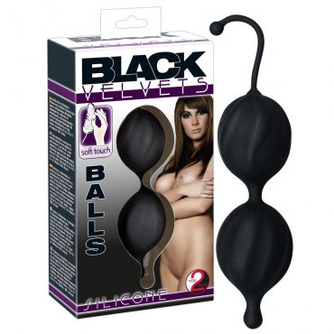 You2Toys Black Velvets Silicone Balls Ребристые - Шарики вагинальные на короткой сцепке - купить в секс шопе You2Toys Black Velvets Silicone Balls Ребристые - Шарики вагинальные на короткой сцепке - купить в секс шопе