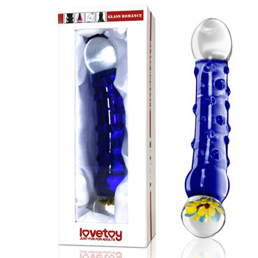 LoveToy Glass Romance С Цветком, синий, Стеклянный фаллоимитатор LoveToy Glass Romance С Цветком, синий, Стеклянный фаллоимитатор