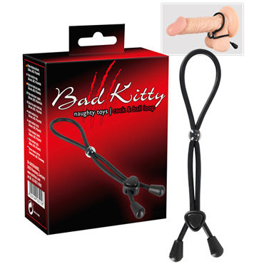 Bad Kitty Cock & Ball Loop, черное, Кольцо для пениса двойная петля Bad Kitty Cock & Ball Loop, черное, Кольцо для пениса двойная петля