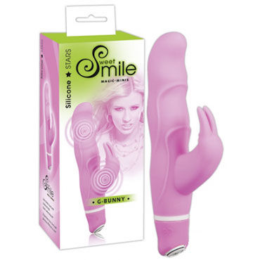Smile Bunny, розовый, Вибратор с клиторальным стимулятором Smile Bunny, розовый, Вибратор с клиторальным стимулятором