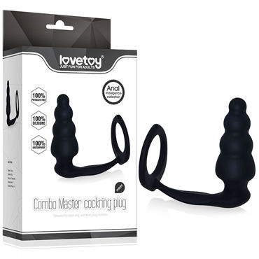 LoveToy Combo Master cockring plug, черный, Анальная втулка с кольцом для пениса LoveToy Combo Master cockring plug, черный, Анальная втулка с кольцом для пениса