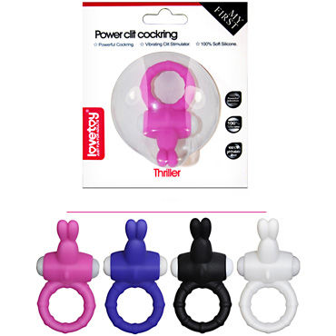 LoveToy Power Clit Cockring Thrill, белое, Виброкольцо для пениса LoveToy Power Clit Cockring Thrill, белое, Виброкольцо для пениса