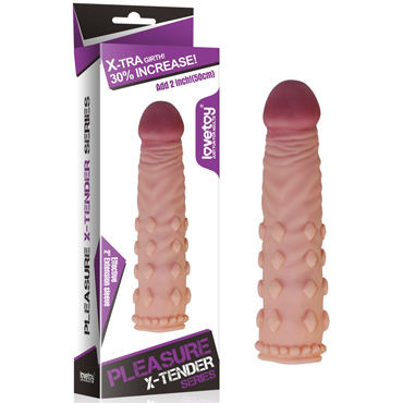 LoveToy Pleasure X-Tender, телесная, Насадка с ромбовидными стимуляторами LoveToy Pleasure X-Tender, телесная, Насадка с ромбовидными стимуляторами