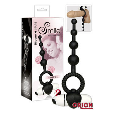 Smile Dizzy черное, Кольцо для пениса с анальными шариками Smile Dizzy черное, Кольцо для пениса с анальными шариками
