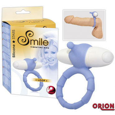 Smile Loop голубое, Эрекционное кольцо с мини-вибратором Smile Loop голубое, Эрекционное кольцо с мини-вибратором