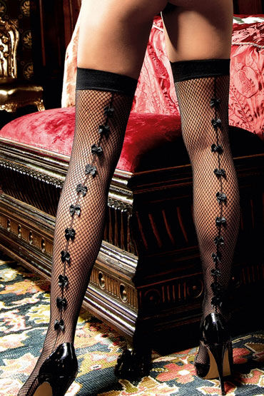 Baci чулки, черные, В сеточку, с сатиновыми бантиками и другие товары Baci Lingerie с фото Baci чулки, черные, В сеточку, с сатиновыми бантиками и другие товары Baci Lingerie с фото