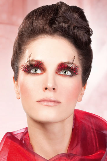 Baci Lashes, красно-фиолетовый, Накладные ресницы с перьями Baci Lashes, красно-фиолетовый, Накладные ресницы с перьями