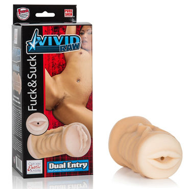 California Exotic Vivid Raw Fuck & Suck, телесный, Двухсторонний мастурбатор, вагина и ротик California Exotic Vivid Raw Fuck & Suck, телесный, Двухсторонний мастурбатор, вагина и ротик