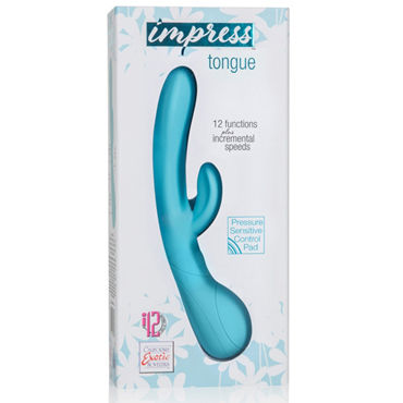 California Exotic Impress Tongue, голубой - Вибратор с клиторальным отростком - купить в секс шопе California Exotic Impress Tongue, голубой - Вибратор с клиторальным отростком - купить в секс шопе