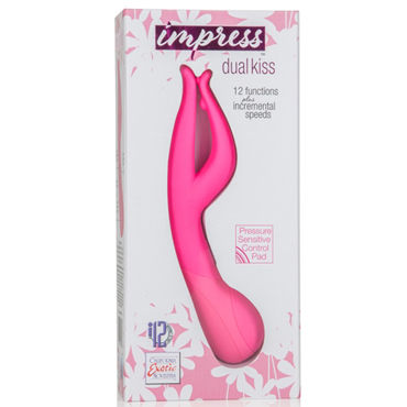 California Exotic Impress Dual Kiss, розовый - Вибратор с двойным стволом - купить в секс шопе California Exotic Impress Dual Kiss, розовый - Вибратор с двойным стволом - купить в секс шопе