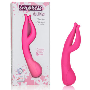 California Exotic Impress Dual Kiss, розовый, Вибратор с двойным стволом California Exotic Impress Dual Kiss, розовый, Вибратор с двойным стволом