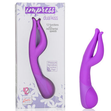 California Exotic Impress Dual Kiss, фиолетовый, Вибратор с двойным стволом California Exotic Impress Dual Kiss, фиолетовый, Вибратор с двойным стволом