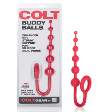 California Exotic Colt Buddy Balls, красное, Эрекционное кольцо с анальной цепочкой California Exotic Colt Buddy Balls, красное, Эрекционное кольцо с анальной цепочкой
