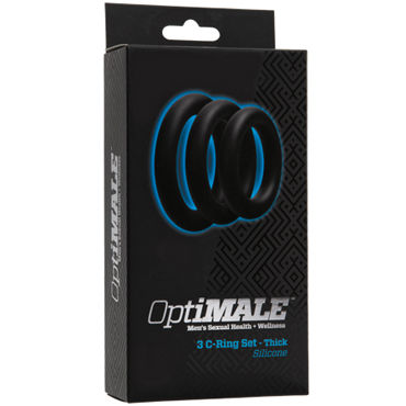 Doc Johnson Optimale 3 C-Ring Set Thick, черные - Набор толстых эрекционных колец - купить в секс шопе Doc Johnson Optimale 3 C-Ring Set Thick, черные - Набор толстых эрекционных колец - купить в секс шопе