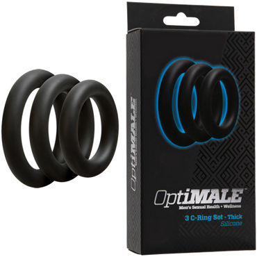 Doc Johnson Optimale 3 C-Ring Set Thick, черные, Набор толстых эрекционных колец Doc Johnson Optimale 3 C-Ring Set Thick, черные, Набор толстых эрекционных колец