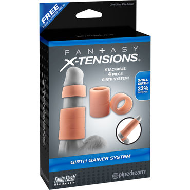 Pipedream Fantasy X-tensions Girth Gainer System, телесный, Комплект насадок на пенис Pipedream Fantasy X-tensions Girth Gainer System, телесный, Комплект насадок на пенис