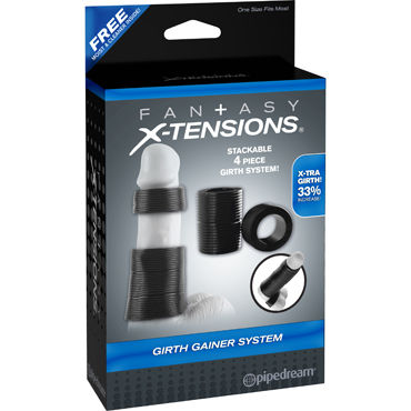 Pipedream Fantasy X-tensions Girth Gainer System, черный, Комплект насадок на пенис Pipedream Fantasy X-tensions Girth Gainer System, черный, Комплект насадок на пенис
