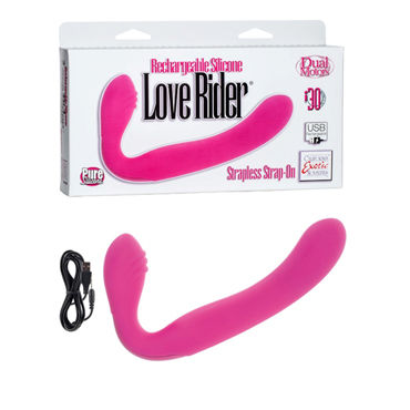 California Exotic Rechargeable Silicone Love Rider Strapless Strap-On, розовый, Безремневый страпон с вибро California Exotic Rechargeable Silicone Love Rider Strapless Strap-On, розовый, Безремневый страпон с вибро